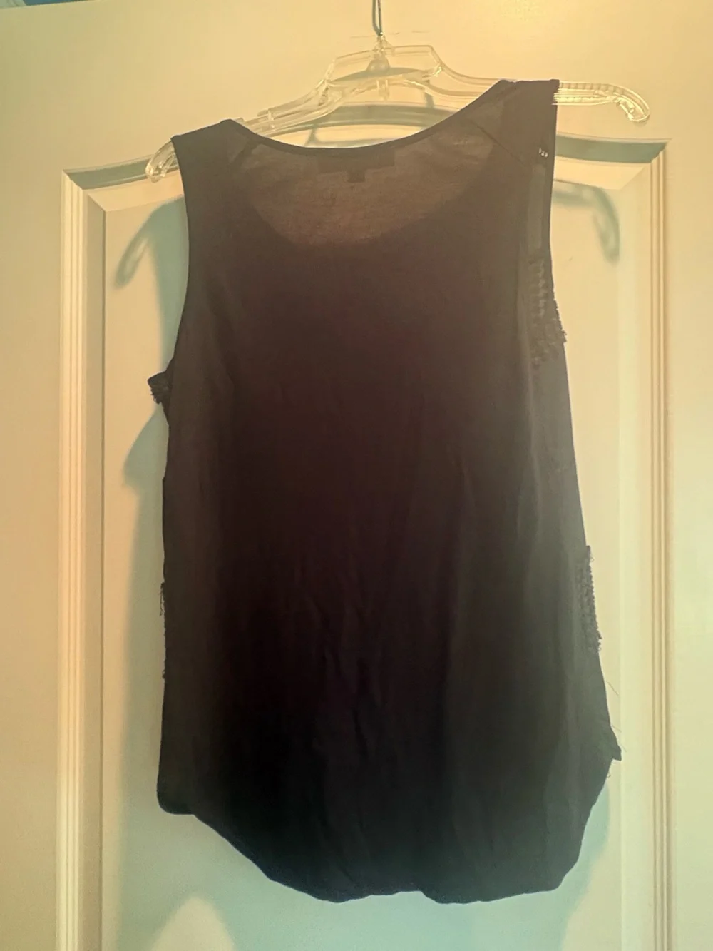 LOFT Black Sleeveless Tiered Textured Blouse